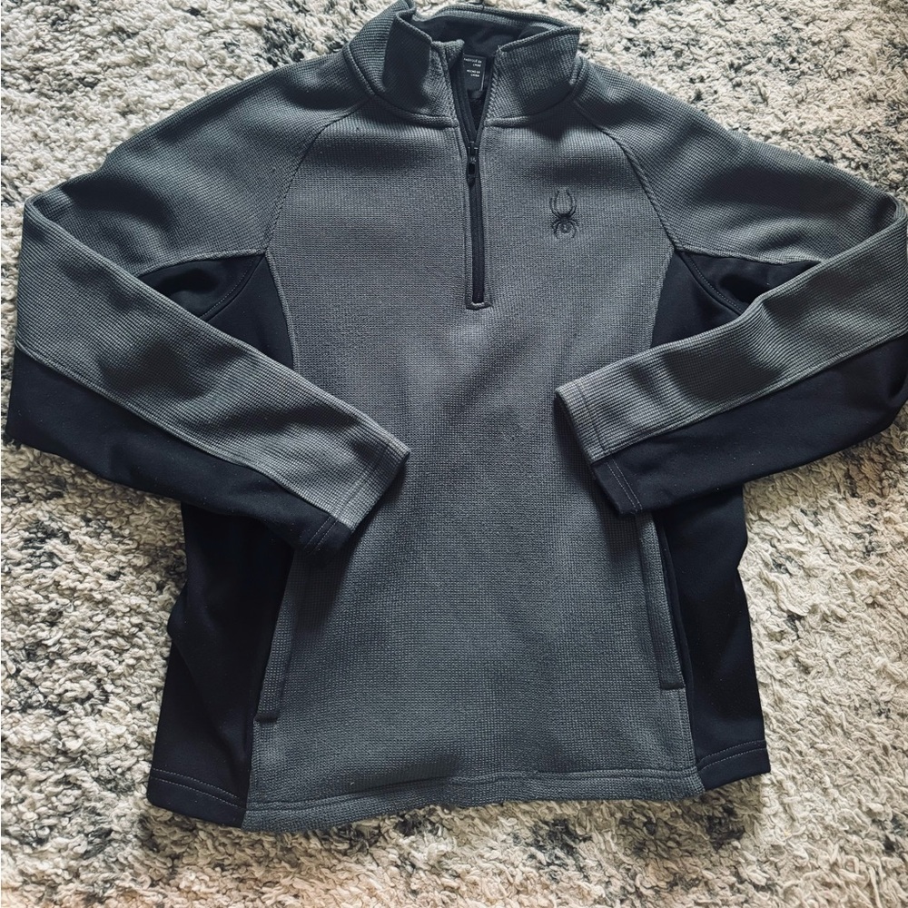 Spyder Black & Gray Midweight Quarter-Zip Pullover men’s medium